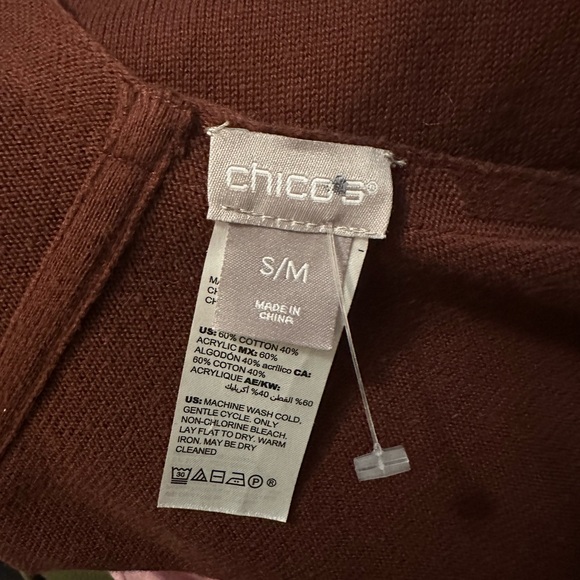 Chicos Faux-Suede Trim Ruana Wrap Size M - Picture 4 of 6